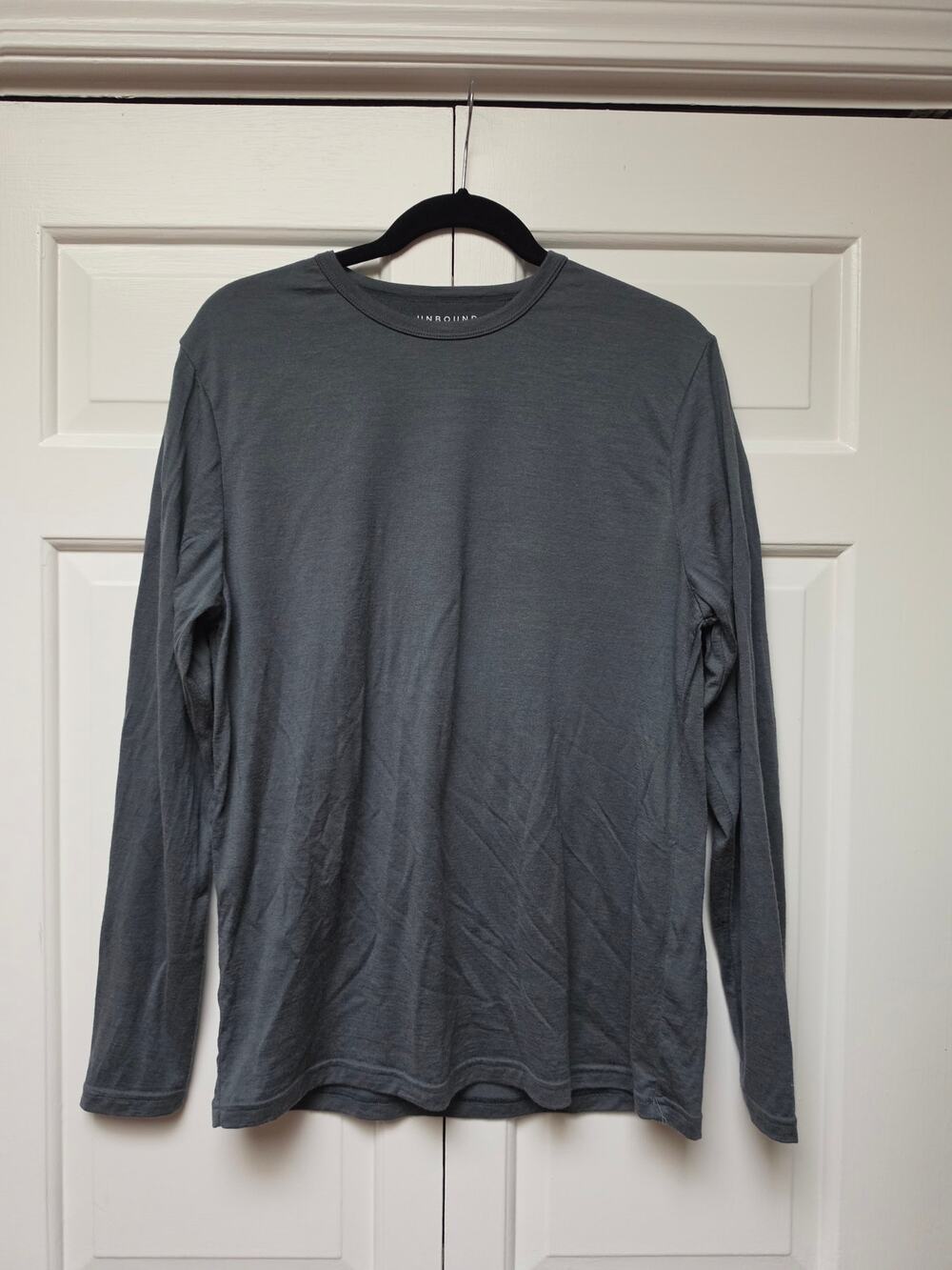 Unbound Merino Wool Teal Crew Neck Long Sleeve Shirt Mens Large